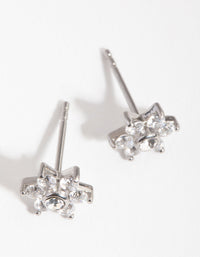 Surgical Steel Cubic Zirconia Flower Stud Earrings - link has visual effect only