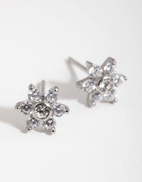 Surgical Steel Cubic Zirconia Flower Stud Earrings - link has visual effect only