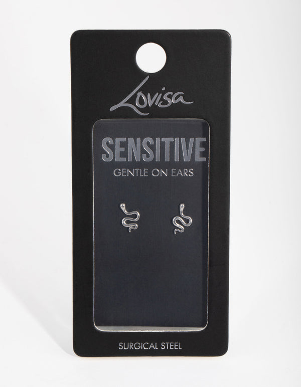 Surgical Steel Polished Snake Stud Earrings