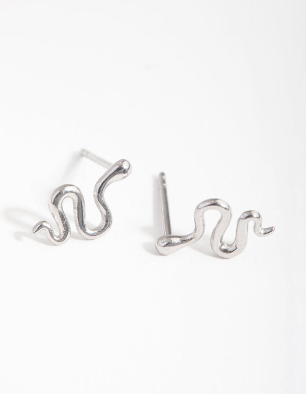 Surgical Steel Polished Snake Stud Earrings