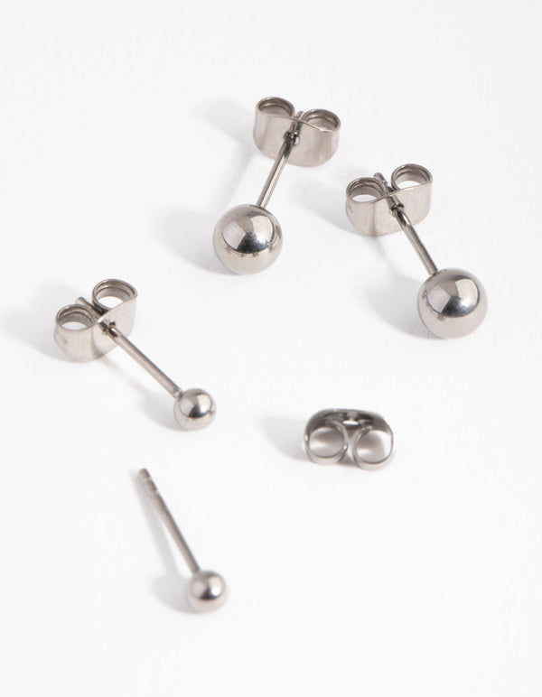 Titanium Graduated Ball Stud Earrings