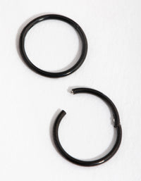 Black Coated Metal Surgical Steel 8mm Sleeper Earrings - link has visual effect only