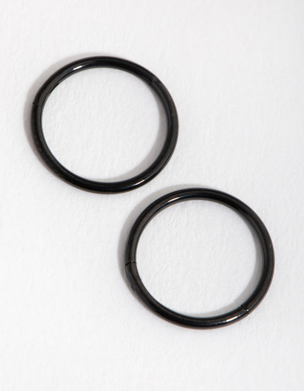 Black Coated Metal Surgical Steel 8mm Sleeper Earrings