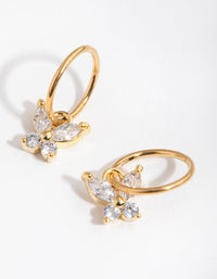 24 Carat Gold Plated Surgical Steel Butterfly Charm Sleeper Earrings - link has visual effect only