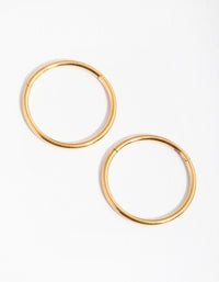 24 Carat Gold Plated Surgical Steel Fine 10mm Sleeper Earrings - link has visual effect only