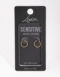 24 Carat Gold Plated Surgical Steel Fine 10mm Sleeper Earrings - link has visual effect only