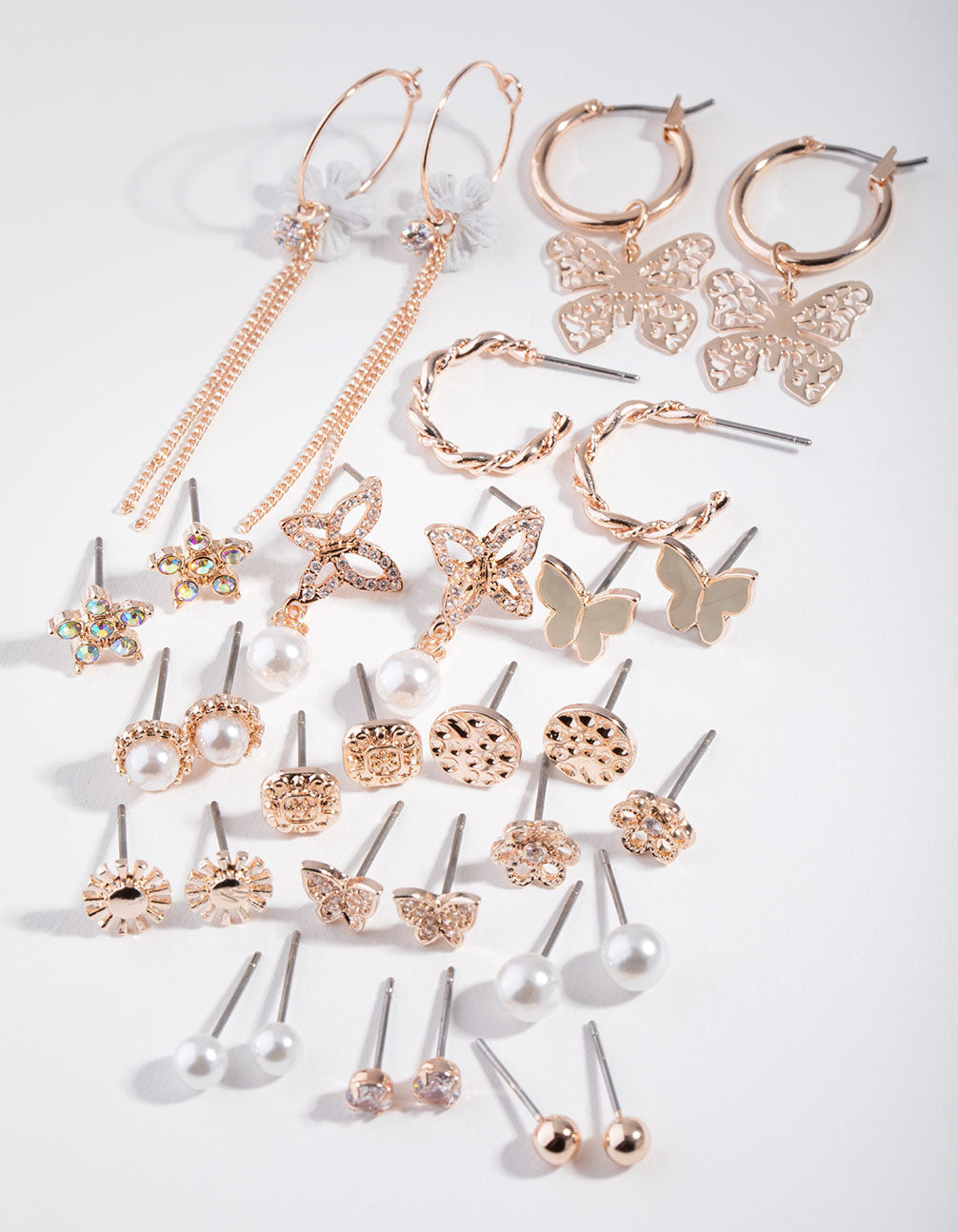 Rose Gold Enamel Butterfly 16-Pack Earring