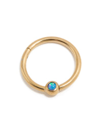 Titanium Gold Faux Opal Clicker Ring - link has visual effect only