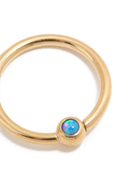 Titanium Gold Faux Opal Clicker Ring - link has visual effect only