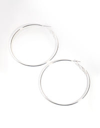 Silver Plain Rounded Hoop Earrings - link has visual effect only