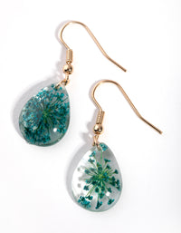 Gold Oval Circle Bead Drop Earrings - link has visual effect only
