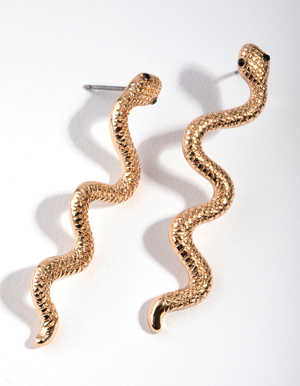 Gold Snake Stud Earrings