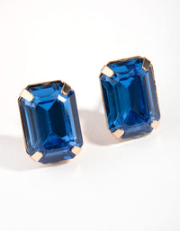 Blue Rectangular Stone Stud Earrings - link has visual effect only