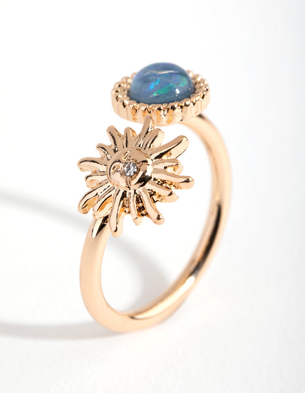 Gold Stone & Sun Ring