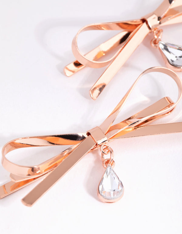 Bow Drop Diamante Pins