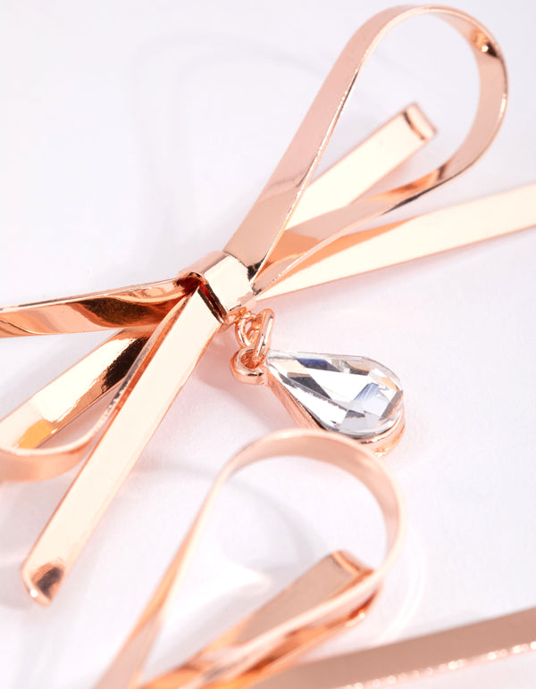 Bow Drop Diamante Pins