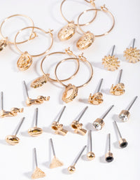 Gold Sun Cross Snake Earring 12-Pack - link has visual effect only