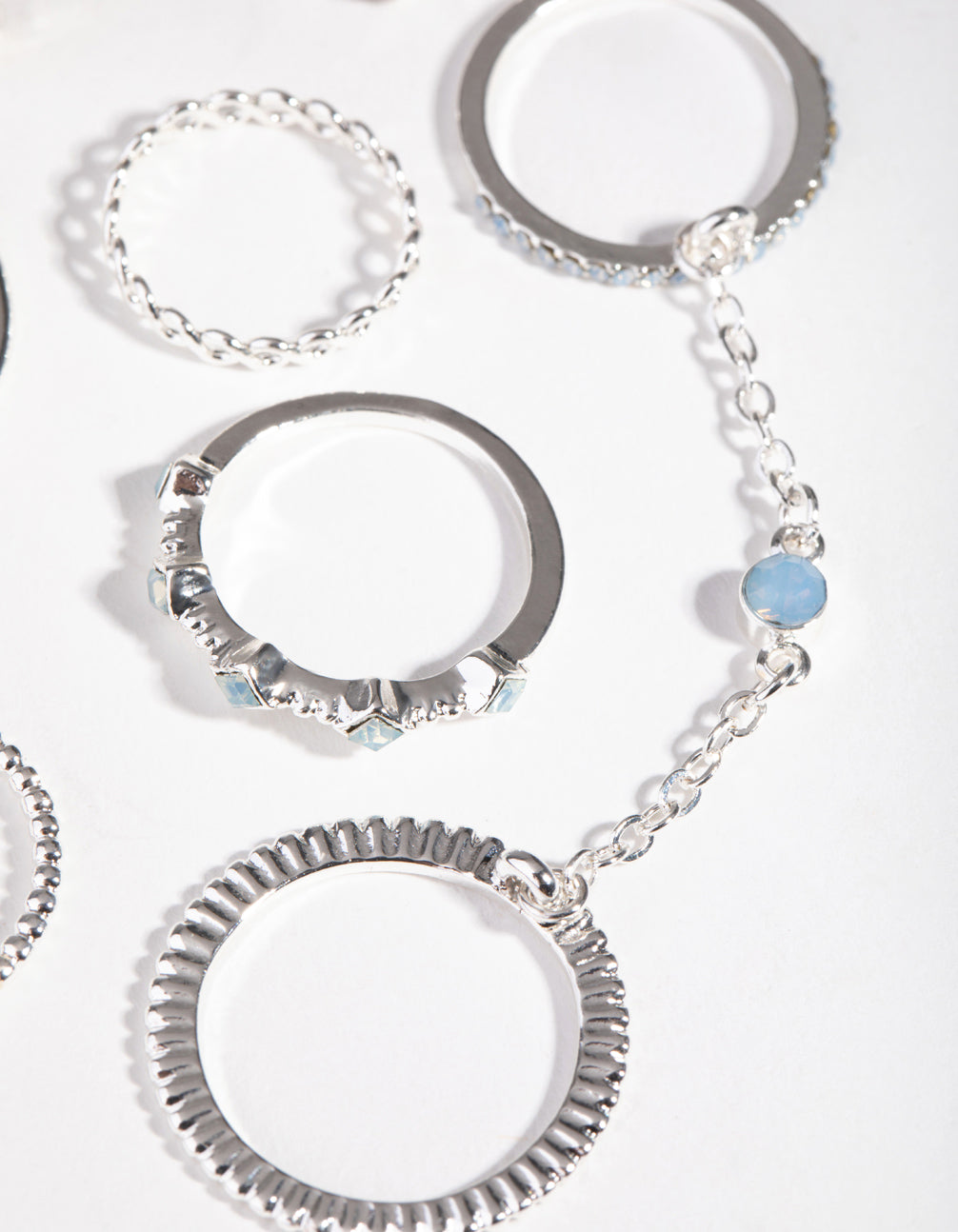 Silver Diamond Stone Rings