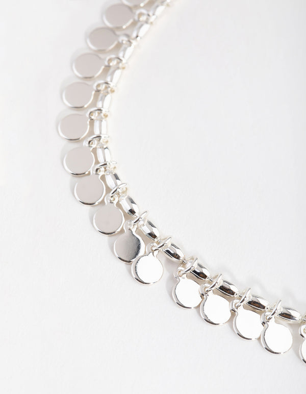 Silver Jingle Circle Disc Anklet