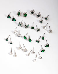 Silver Geometric Shape Earrings 16-Pack - link has visual effect only