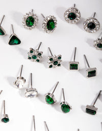 Silver Geometric Shape Earrings 16-Pack - link has visual effect only