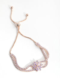 Rose Gold Cubic Zirconia Cupchain Flower Toggle Bracelet - link has visual effect only