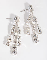 Silver Rectangle Stone Tassel Earrings - link has visual effect only