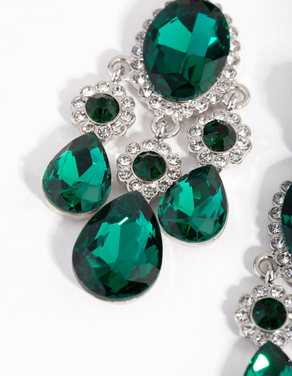 Silver Glam Teardrop Diamante Earrings