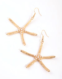 Gold Pearl Starfish Drop Earrings - link has visual effect only