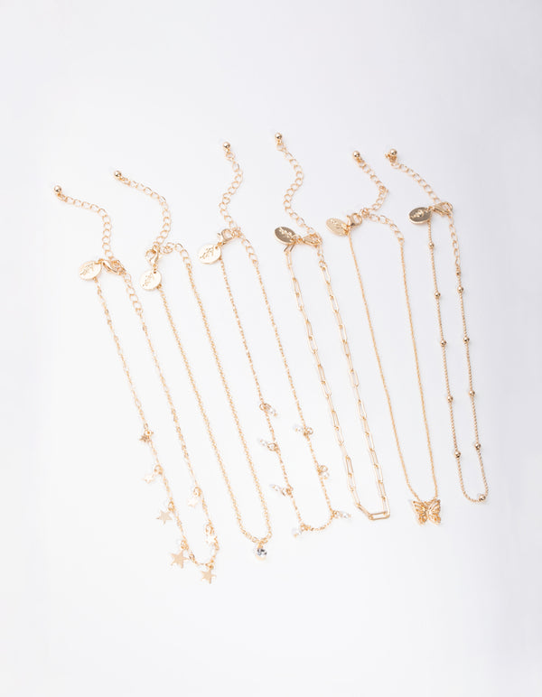 Gold Star Pearl Choker 6-Pack