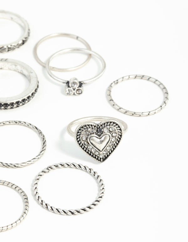 Antique Silver Etched Ring 24-Pack