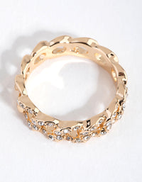 Gold Diamante Link Ring - link has visual effect only