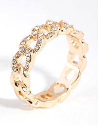 Gold Diamante Link Ring - link has visual effect only