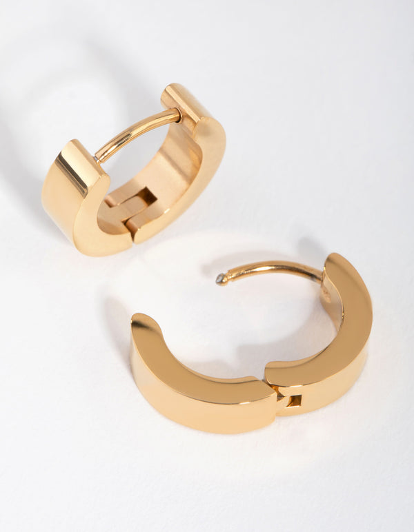 24 Carat Gold Plated Surgical Steel Wide Huggie Earrings