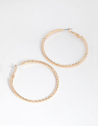 Gold Side Diamond-Cut Hoop Earrings - link has visual effect only