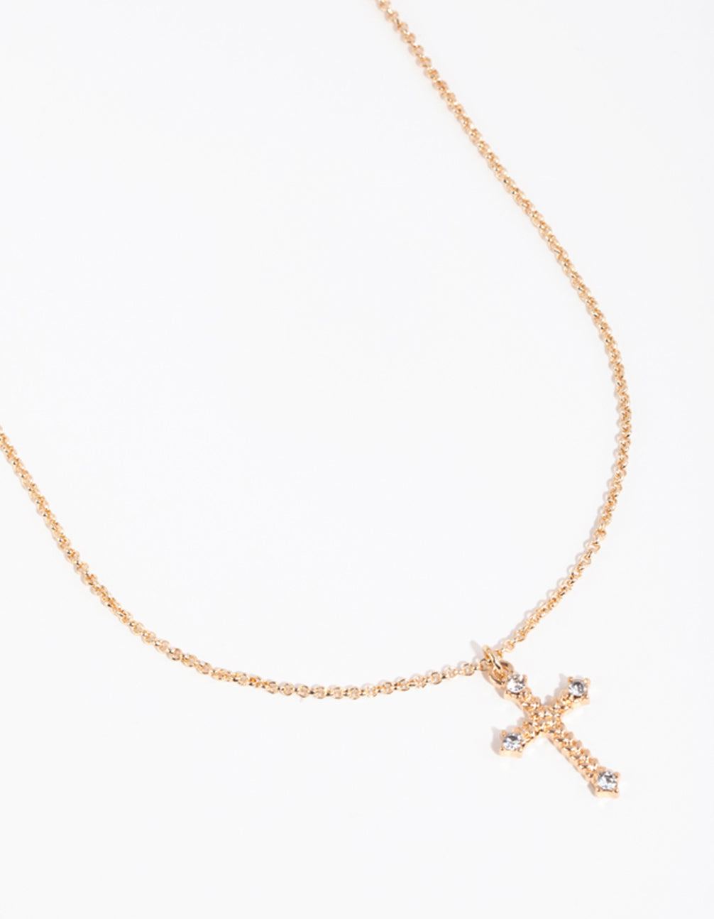 Gold Point Cross Pendant Necklace