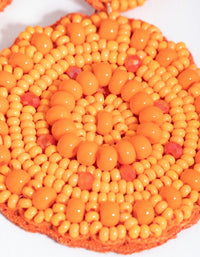 Orange Flat Circle Beaded Drop Earrings - link has visual effect only