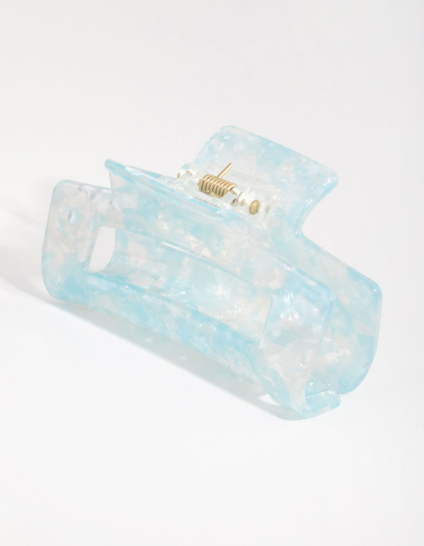 Acrylic Blue Shell Rectangle Claw Clip
