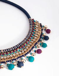 Gold Threadwrap Bead Statement Necklace - link has visual effect only
