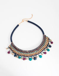 Gold Threadwrap Bead Statement Necklace - link has visual effect only