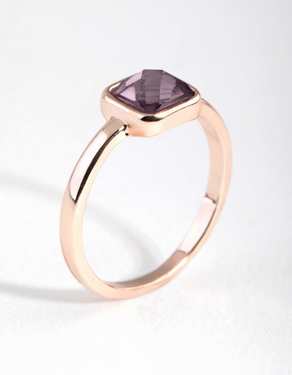 Gold Cushion Pink Stone Ring