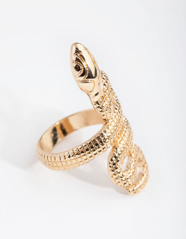 Gold Two Wrap Snake Ring