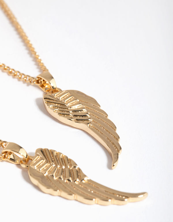 18ct Gold Plated Angel Wings Necklace Set