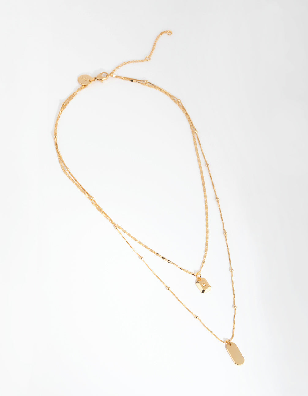18ct Gold Plated Rectangle Charm Necklace Set