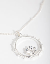 Silver Plated Flower Circle Necklace - link has visual effect only