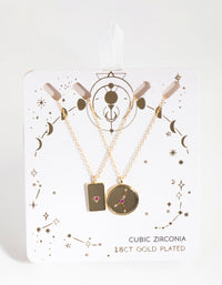 18ct Gold Plated Cubic Zirconia Cancer Necklace Set - link has visual effect only