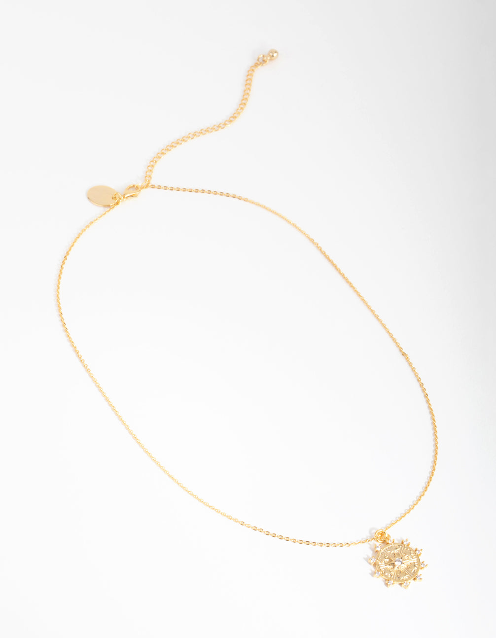 18ct Gold Plated Cubic Zirconia Coin Necklace