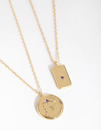 18ct Gold Plated Cubic Zirconia Aquarius Necklace Set - link has visual effect only