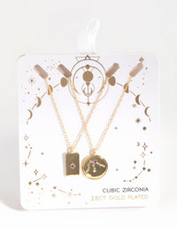 18ct Gold Plated Cubic Zirconia Aquarius Necklace Set - link has visual effect only