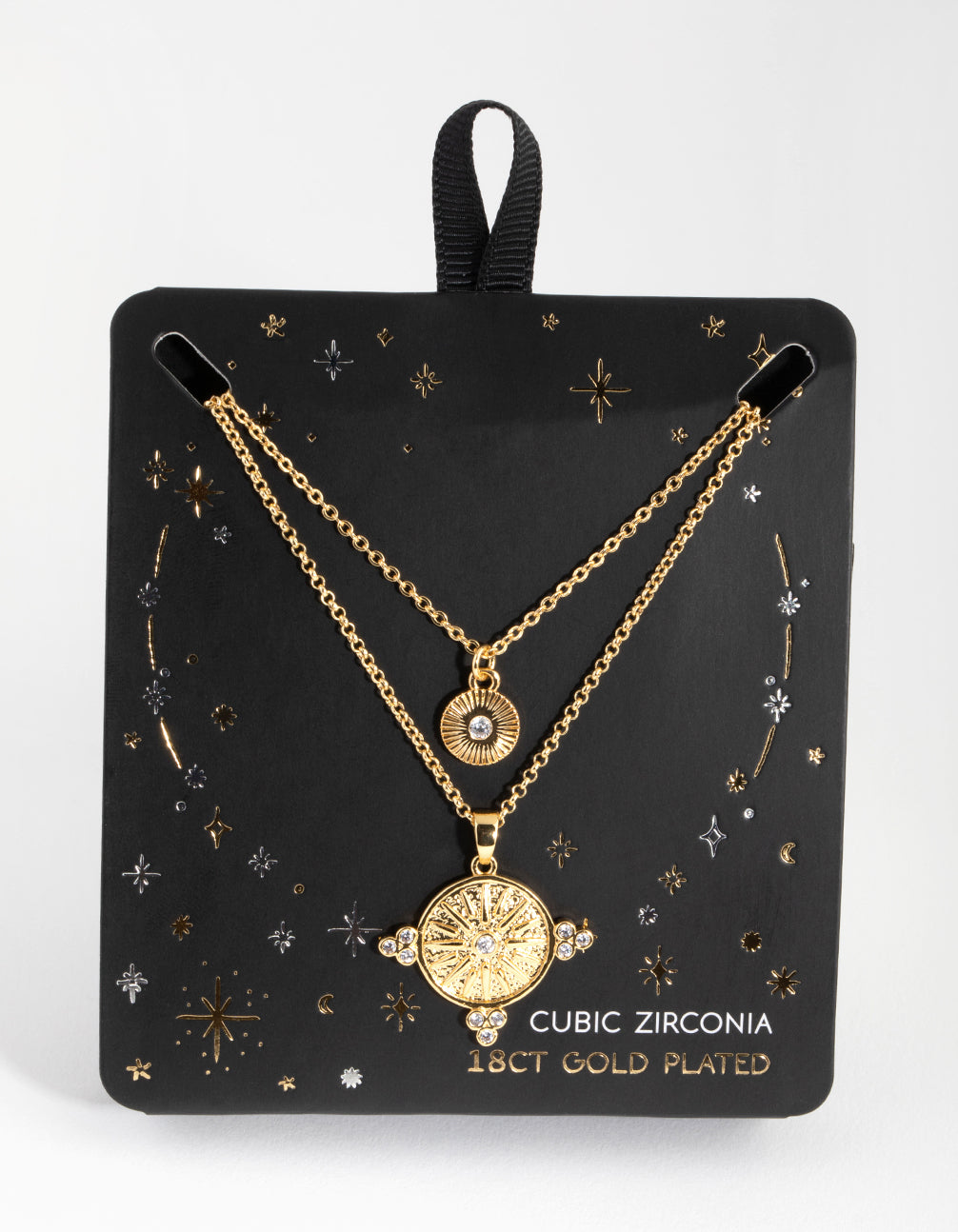 18ct Gold Plated Cubic Zirconia Coin Necklace Set
